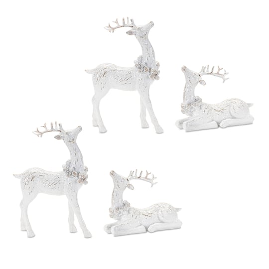 White Winter Deer Figurine Set By Melrose | Michaels®